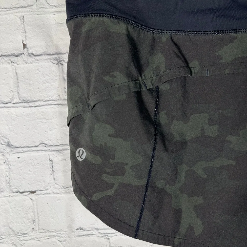 Lululemon‎ Speed Up Short 2.5 Heritage 365 Camo Deep Coal Multi Womens Size 8